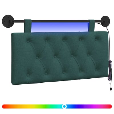 vidaXL - Hangend - hoofdbord - Met - LED-verlichting - Donkergroen - Stof