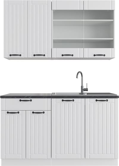 Vicco Fame-Line Eenpersoonskeuken – 140 cm, WB Antraciet Wit landhuis/wit