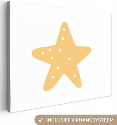 Canvas kinderen - Schilderij voor kinderen - Ster - Stippen - Design - Minimalisme - Wit - Decoratie voor kinderkamers - Muurdecoratie - 40x30 cm