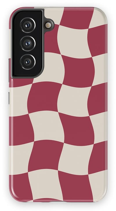 Checkered Warp Hoesje Samsung Galaxy S22 | Geschikt Voor Mag | Uniek Design Hoesje | Beschermhoes Samsung Galaxy S22 Crimson Wave