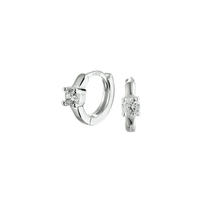 Glams klapoorringen zirkonia - 9 mm - Zilver