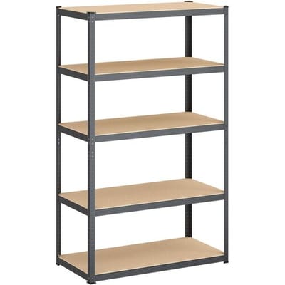 Ochama 5-Laags Stellingkast, Stalen Opbergrek voor Garage of Schuur, Draagvermogen 875 kg, Greige, Zwart