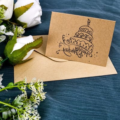 Eenvoudige en Creatieve Verjaardagskaart van Kraftpapier, Vouwbare Bedankkaart voor Speciale Gelegenheden