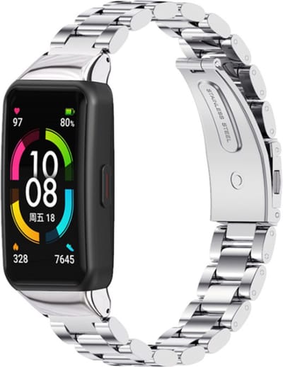 Stalen Smartwatch bandje - Geschikt voor Honor Band 6 stalen band - zilver - Strap-it Horlogeband / Polsband / Armband