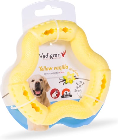 VADIGRAN TPR Ring / Hondenspeelgoed - Thermoplastisch rubber - Yellow Vanilla - 12 cm - Kleine honden