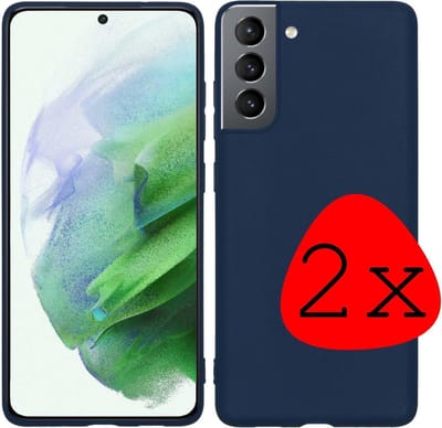 Hoesje 2 Stuks - Geschikt voor Samsung Galaxy S21 - Sterk & Shockproof - Case Siliconen - Back Cover - Telefoon Hoes - Donkerblauw
