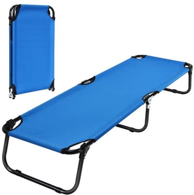 Veldbed - Kampeerbed - Vouwbed - Ligbed - Stretcher- Campingbedje - Opvouwbaar - 1 Persoons - Blauw