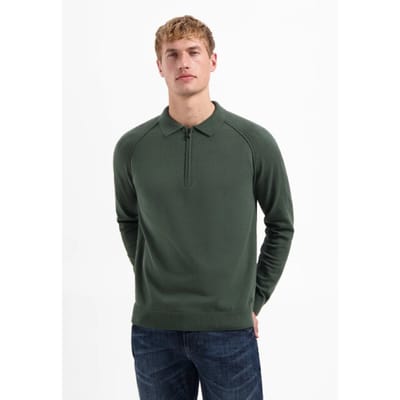 No Excess Pullover Polo Half Zip Solid Dark Green Size: S | Long-Sleeved T-Shirts Outlet | Heren | Groen
