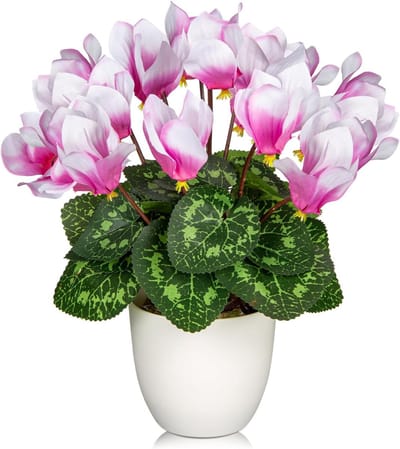 Kleine Kunstbloemen Cyclamen in Pot - Realistisch Zijden Bloem Decoratie voor Tafel en Woonkamer