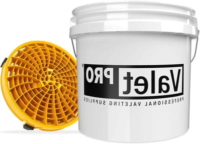 Autowasset Emmer - Reinigingsset Auto - Krasvrij Wassen - Vuilscheider Inzet - 13 Liter - Wit Goud