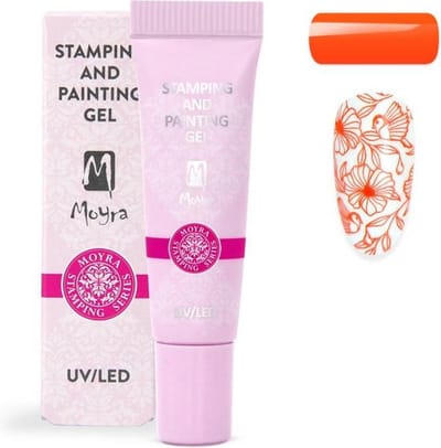 Moyra Stamping and Painting Gel - Nagels - Nagellak - Hoog gepigmenteerde gel - Hand painting technieken - Creëert fijne lijnen en krullen - No. 11 Vivid Orange