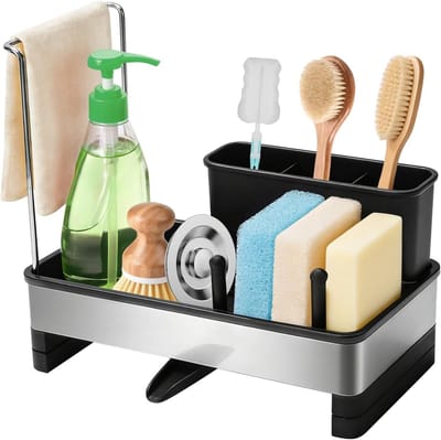 Keukenorganiser 25 × 12,5 × 23 cm, Flexibel en Demonteerbaar, 306° Verstelbare Afvoer, Stabiel en Antislip voor de meeste Wasbakken, Ruimtebesparend en Praktisch
