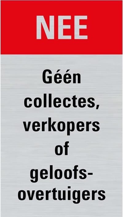 Pickup Route Alulook 44x80 mm Nee geen collectes, verkopers of geloofsovertuigers
