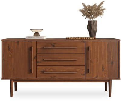 Sideboard TECCA 145 cm met 2 deuren en 3 lades - afwerking in kastanje