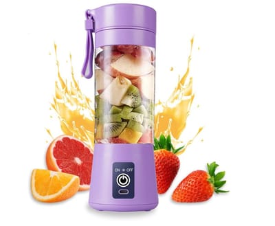 Draagbare blender, mini smoothieblender voor shakes en smoothies, 380ml minimixer, elektrische USB‑sappers, geschikt voor thuis, buiten en reizen (Lichtpaars)
