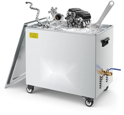 Ultrasoon reiniger - Professioneel ultrasoonbad - 50 liter - 840 W - 40 kHz - RVS - Met reinigingsmand - Op wielen