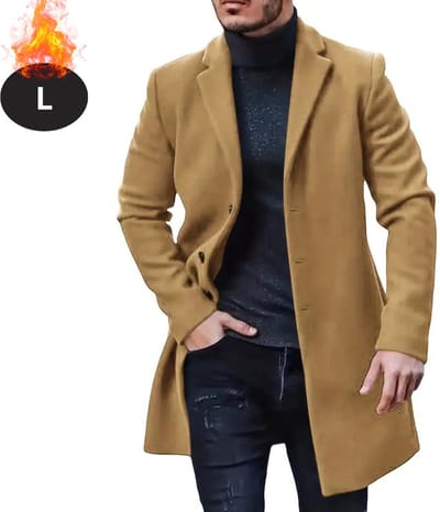 Livano Winterjas - Trenchcoat - Heren - Winter - Herfstjas - Volwassen - Stijlvol - Knopen - Aarde Geel - L
