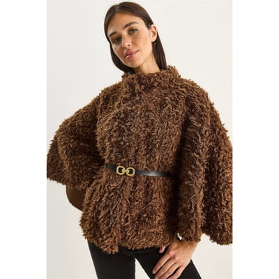 Oversized Pluche Jas met Kraag