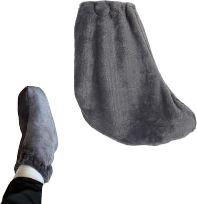 Gegoten Sok Cover met Pluche Voering en Verstelbare Teenbescherming - Grijs Bouwvakkers Beenwarmers voor Koud Weer - Wasbaar en Comfortabel