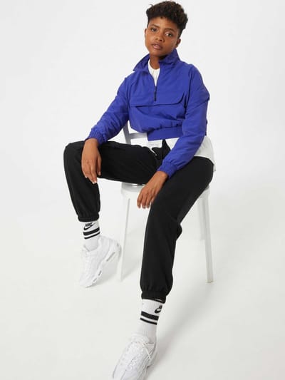 Urban Classics - Cropped Crinkle Nylon Pullover Jas - M - Blauw