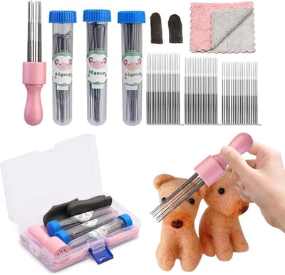 Naaldvilten Gereedschap - Viltnaaldenset - Handgemaakte Poppen - Antislip ABS Handgreep - 3 Maten - Set 1