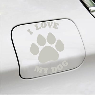 Bumpersticker - I Love My Dog - 13,9 X 9,3 - Zilver