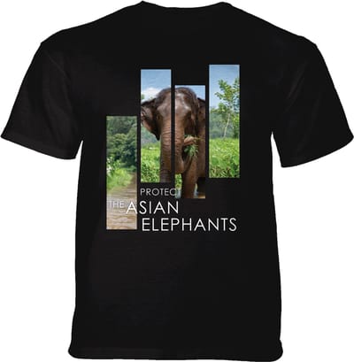 T-shirt Protect Asian Elephant Split Portrait Black S