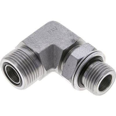 UNS 1''-14 x G 1/2'' Buitendraad Verzinkt Stalen L-Fitting 90graden ORFS 400 Bar - Hydrauliek - FL2E-M-EZE-100U-012G-O