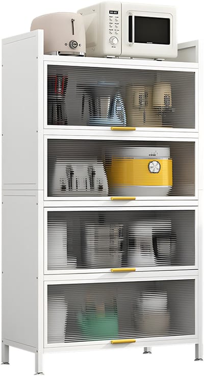 Seven comfort Keukenkasten - Hoge Keukenkast - Met doorschijnend stofwerend paneel - keuken - buffetkast - zijkast - Huiskamer - Opbergkast voor thuis - 60x32x144cm - Wit