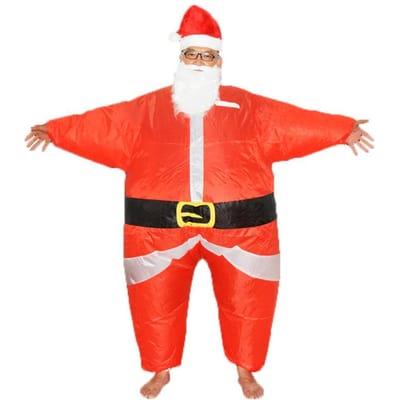 Opblaasbaar Kerstman Kostuum, Volwassen 150-190cm rood