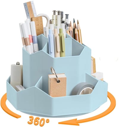 Unyqoos® Multifunctionele en Ruimtebesparende Bureau-Organizer met 360 Graden Draaibaarheid en 9 Vakken, Blauw