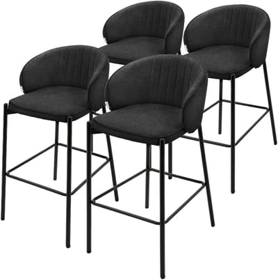 Barkruk set van 4 antraciet 50x101x54 cm met rugleuning en voetensteun tot 120 kg ML-Design