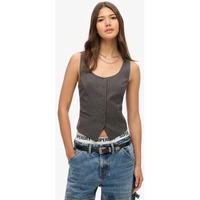 Superdry Gilet met Satijnen Achterkant Grijs Grootte: 38