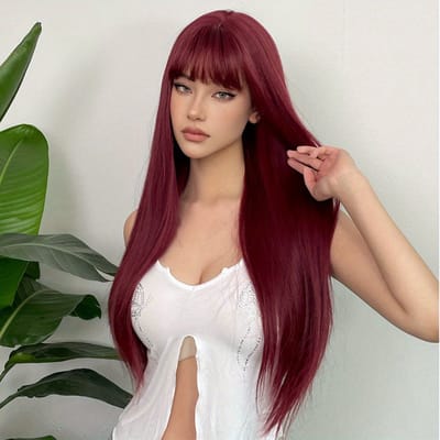 Bovista Pruiken Dames - Lang Haar - Hair Wig - Cosplay Pruik - Rood - 66cm