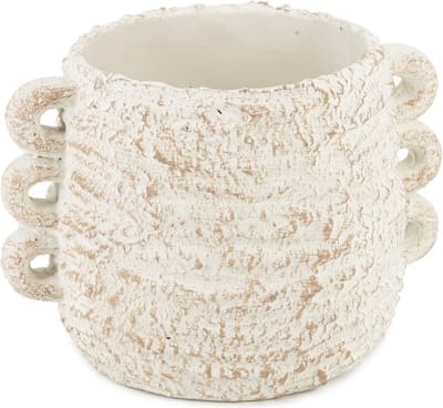 HomeBound by KY | Aardewerk vaas ruffled naturel | 25x20x18cm | bloemenvaas aardewerk