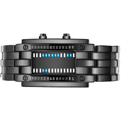 Binaire Matrix Blauwe LED Digitaal Horloge Heren Dames Cclassic Modieus Toekomsttechnologie Binair Horloge gray