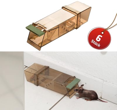 Famanu – Muizenval - live trap - set van 6 - diervriendelijk - herbruikbaar en hygiënisch - muizenafstotend