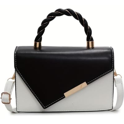 Decoratieve Handtas met Contrasterende Kleuren, Crossbody Tas voor Dames zwart