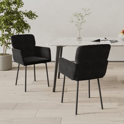 vidaXL - Eetkamerstoelen - 2 - st - fluweel - zwart