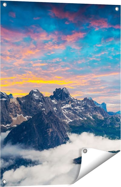 Gards Tuinposter Bergen Landschap met Wolken in Itali� - 60x80 cm - Tuindoek - Tuindecoratie - Wanddecoratie buiten - Tuinschilderij
