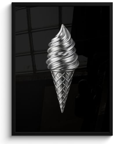 Poster in lijst - Fotolijst 60x80 cm - Posters - Softijs - Realistisch - Futuristisch - Posterlijst zwart - Decoratie - Wanddecoratie woonkamer - Muurdecoratie slaapkamer