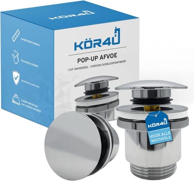 Pop-up Ventiel - Afvoergarnituur Klik Klak - Wastafel Aansluiting - Universele Pasvorm - 1 1/4 Inch - Chroom
