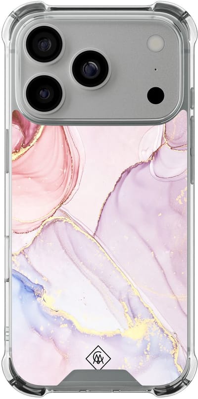 Casimoda® hoesje - Geschikt voor iPhone 17 Pro - Marmer roze paars - Shockproof case - Extra sterk - TPU/polycarbonaat - Paars, Transparant