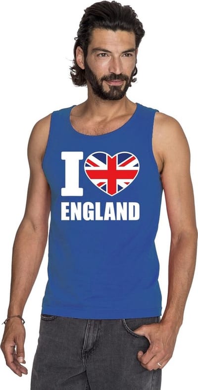 Blauw I love Groot-Brittannie supporter singlet shirt/ tanktop heren - Engels shirt heren S