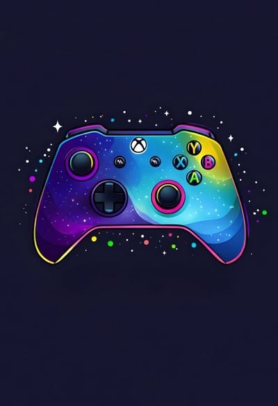 Cosmic Controller Art Print - Neon Nebula Gaming Design - Glanzende A4-poster voor de inrichting van een videogamekamer