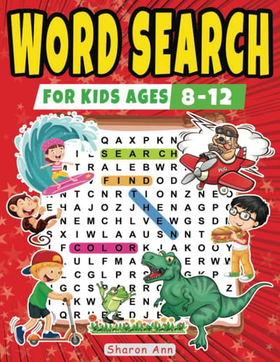 Woordzoekers voor Kinderen (8-12 jaar): 100 Puzzels en Kleurplaten in Groot Lettertype