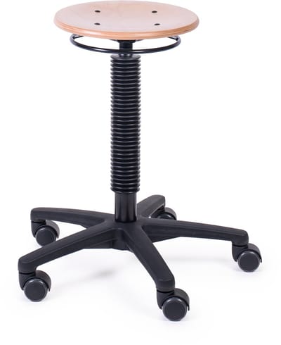 MTM STOELEN - Kruk ODIN 200-N met houten zitting en wielen - zithoogte 46/66 cm - werkkruk voor scholen