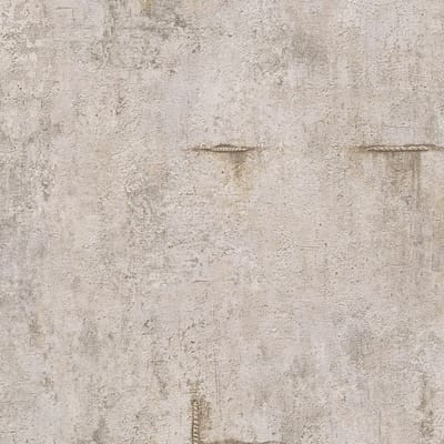Uni kleuren behang Profhome 790853-GU vliesbehang hardvinyl warmdruk in reliëf licht gestructureerd in betonlook en metalen accenten grijs beigegrijs zilver lichtbruin 5,33 m2