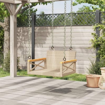 Hangstoel - Schommelbank - Buiten Ontspannen - Verstelbare Touwen - 63 x 62 x 40 cm - Beige