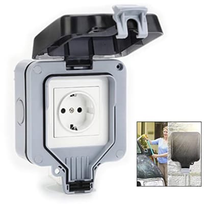 Buitenstopcontact - Waterdicht contact - Tuin en buiten - IP66 bescherming - Enkelvoudig - Grijs
